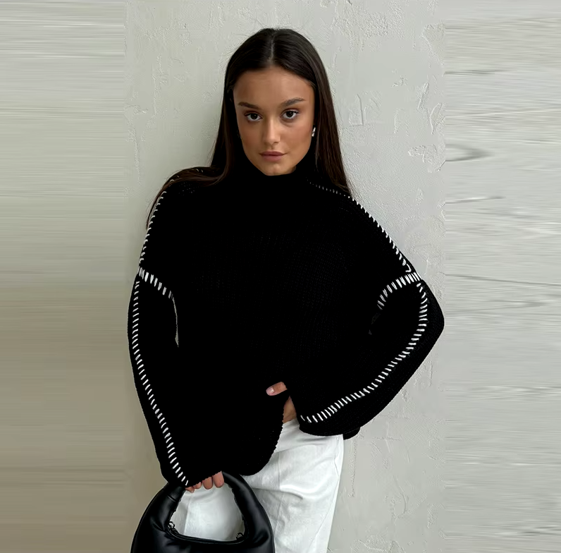 Cozy Contrast Knit Sweater