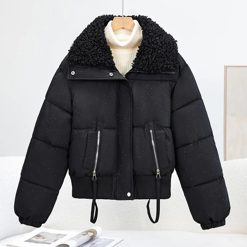 Cozy Winter Escape: Women's Puffer Jacket with Fleece Collar