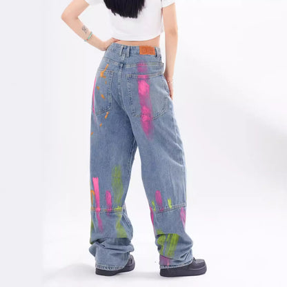 American Street Style Graffiti Print Jeans