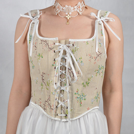 Womens Floral Backless Corset Tops