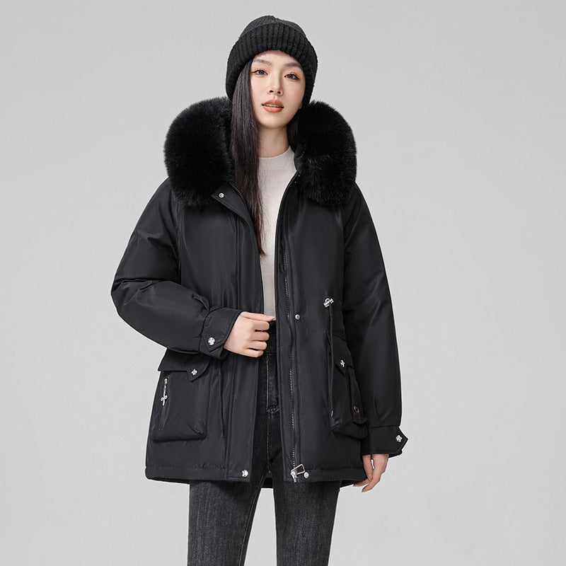 High Quality Cotton Padded Warm Hooded Parka Coat For Women