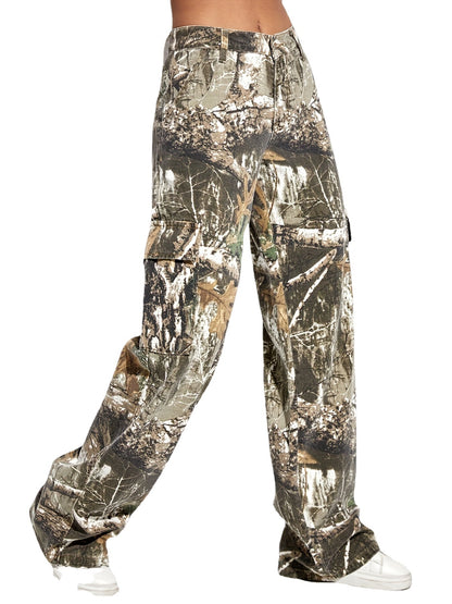 Womens Camouflage Loose Streetwear Denim Trousers