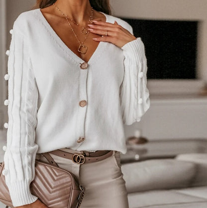 Chic Quilted V Neck Cardigan