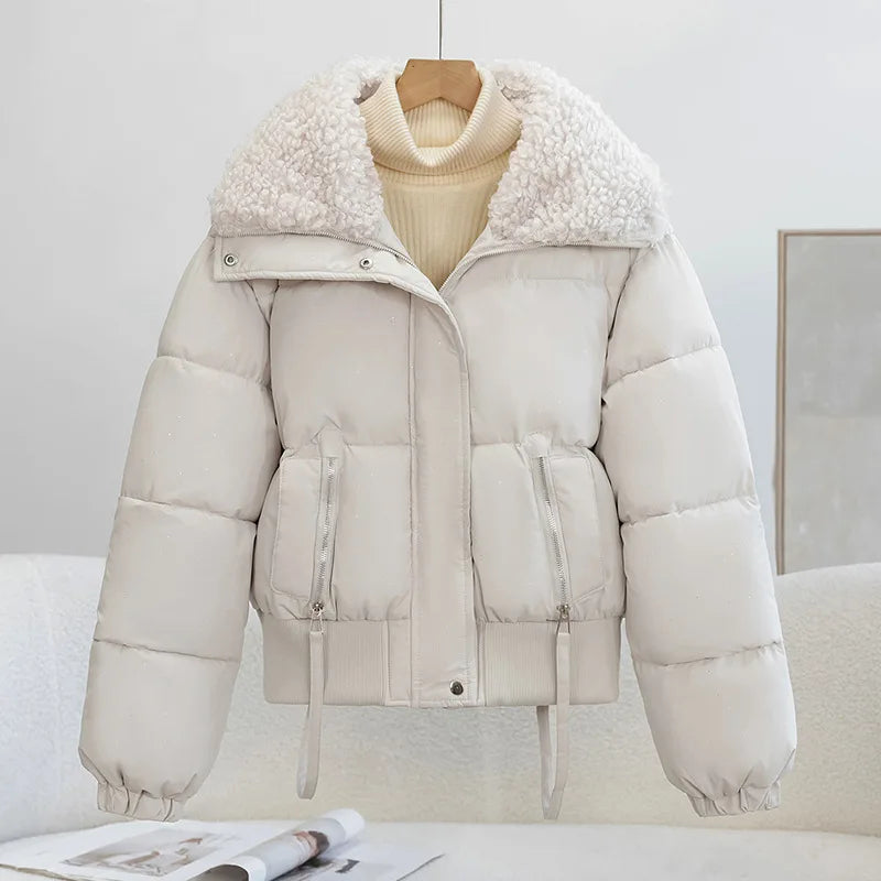Cozy Winter Escape: Women's Puffer Jacket with Fleece Collar