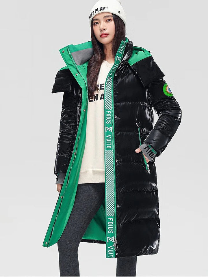 Womens Glossy Duck Down Puffy Colorful Parka Coats