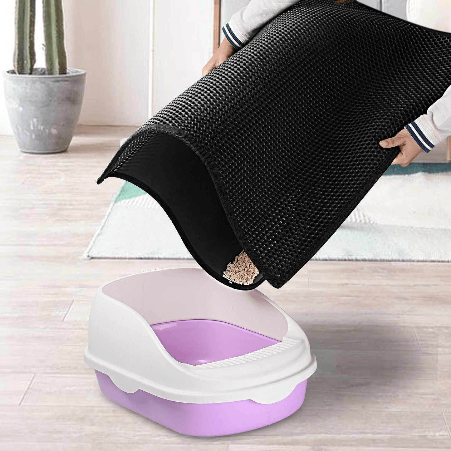 Cats Waterproof Black Double Layer Litter Mat