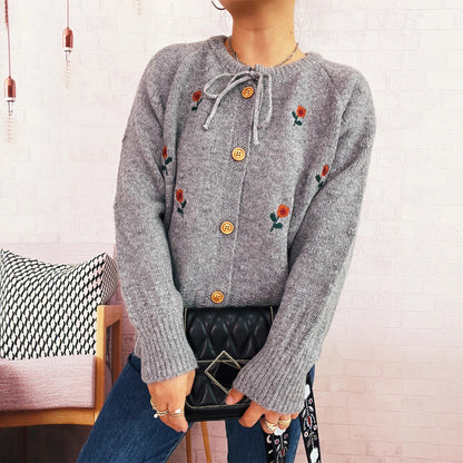 Women Chic Flower Embroidery Cardigans