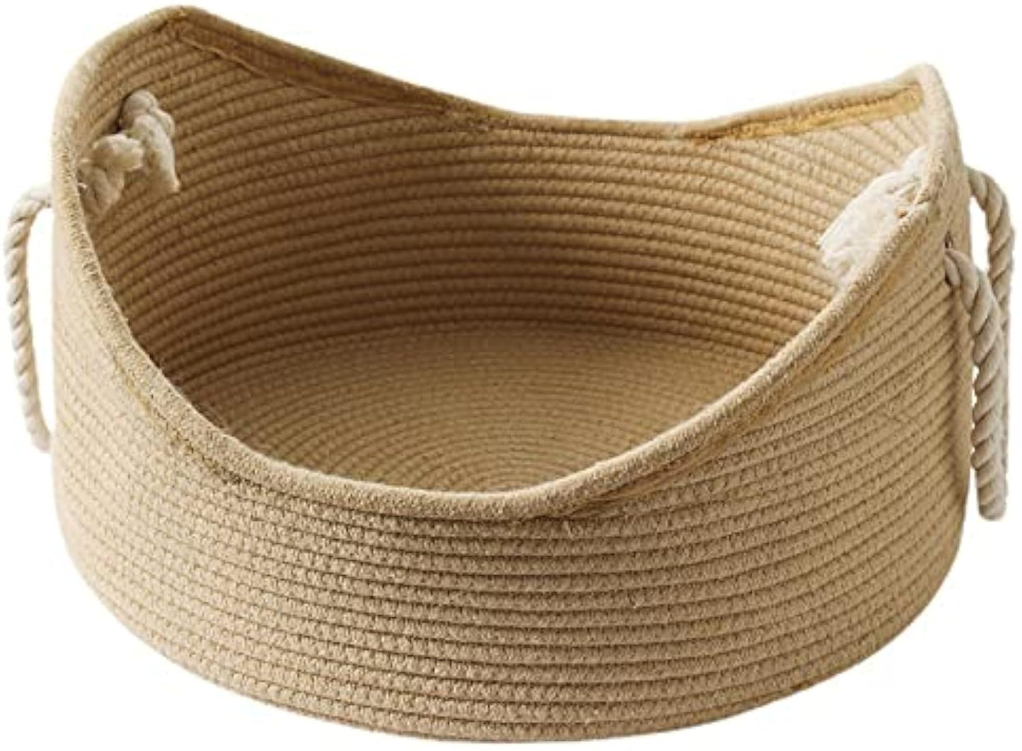 Boho Comfort: Minimalist Woven Cotton Rope Basket Cat Bed and Scratcher