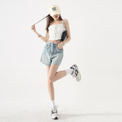 Womens Slim High Waist Denim Short
