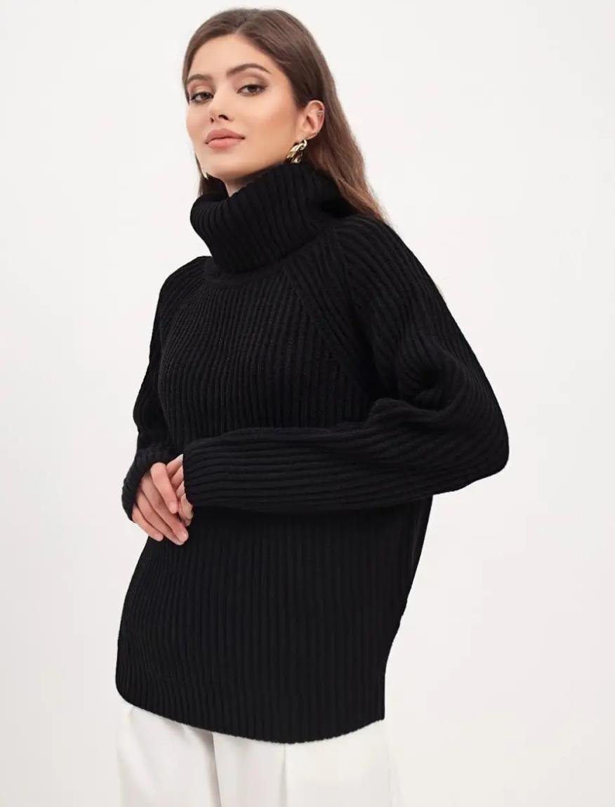 Womens Loose Fit Turtleneck Warm Sweater