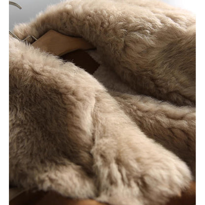 Womens Lambswool Turn Down Collar Coat