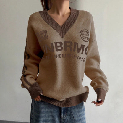 Womens Casual Preppy Style V Neck Sweaters