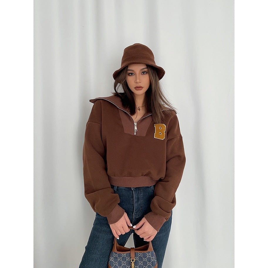 Womens Vintage Streetwear Brown Sweatshirt