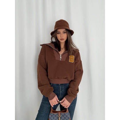 Womens Vintage Streetwear Brown Sweatshirt