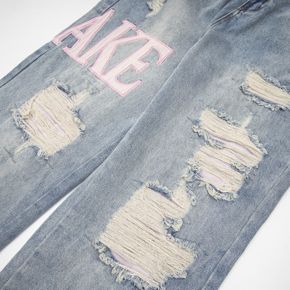 Womens Vintage Ripped Streetwear Denim Trousers