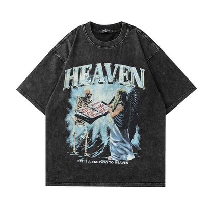 Womens Vintage Mermaid Skull Print T-Shirts