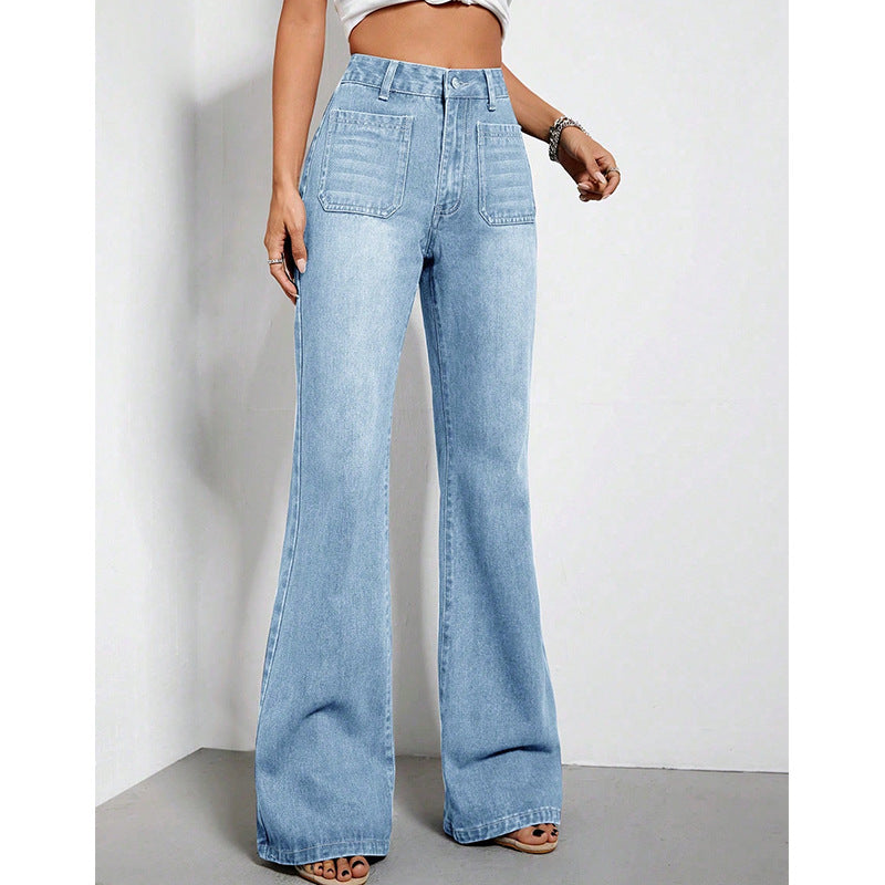 Womens High Waist Baggy Denim Trousers