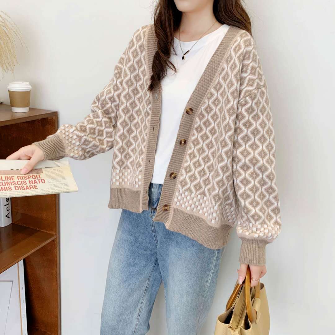 Womens New Casual Geometric Pattern Winter Sweater