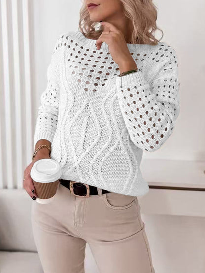 Women Hollow Out V Neck Sweaters