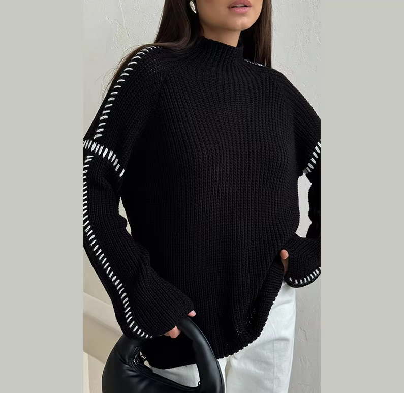 Cozy Contrast Knit Sweater