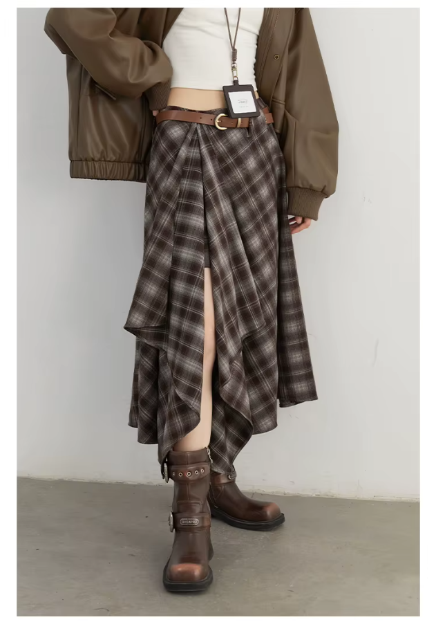 Frosted Plaid Elegance Skirt