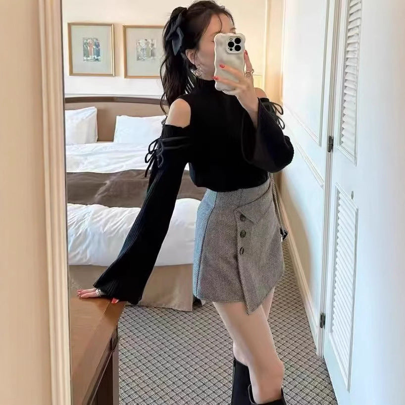 Womens Open Shoulder Style Turtleneck Cool Sweaters