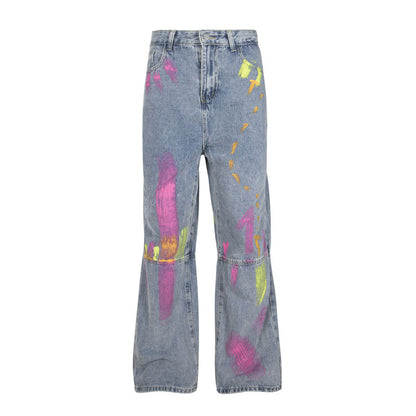 American Street Style Graffiti Print Jeans
