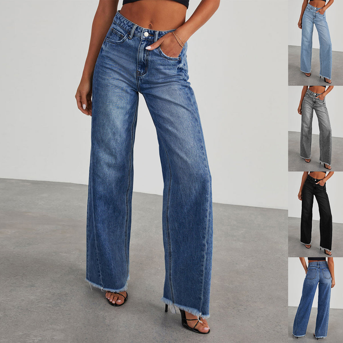 Womens Straight High Waist Jeans