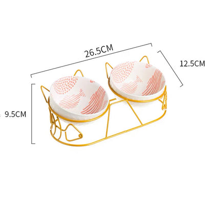 Cats Metal Platform Non Slip Ceramic Bowls