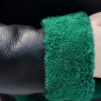 Vintage Chic Green PU Overcoat