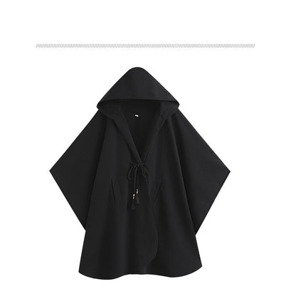 Womens Elegant Hooded Black Coat