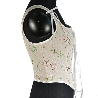 Womens Floral Backless Corset Tops