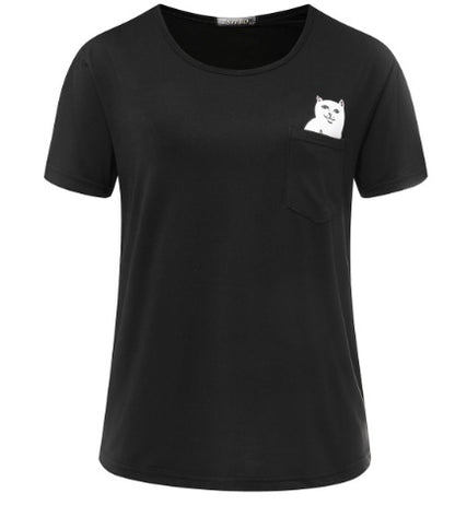 Womens Pocket Cat T-Shirt