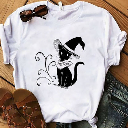 Sarcasm Themed Drinking Cat Summer Women T-Shirts