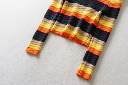 Women Turtleneck Rainbow Sweater