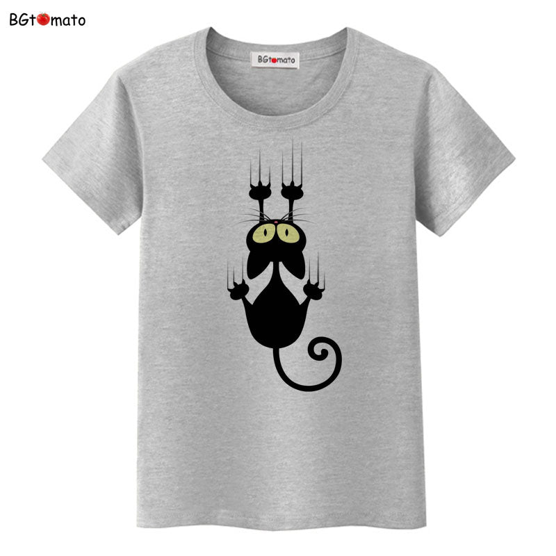 Funny Cap Three Cat Cartoon Summer Women T-Shirts