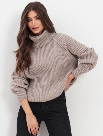 Womens Loose Fit Turtleneck Warm Sweater