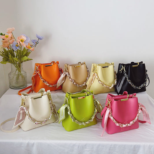 Leather Tote Top Handle Bag With Beading And Ruffles