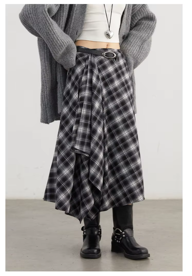 Frosted Plaid Elegance Skirt