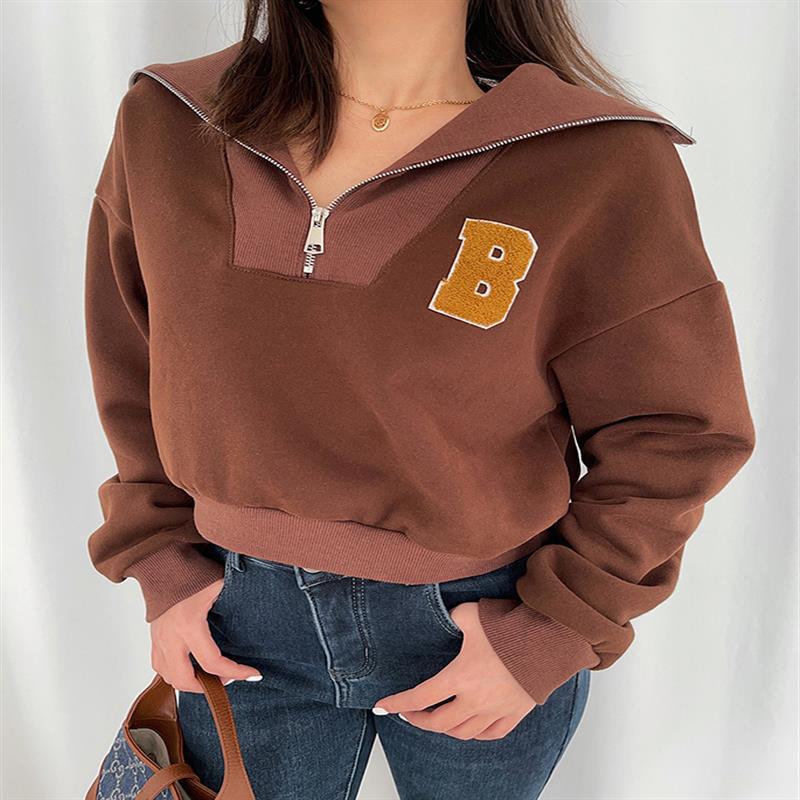 Womens Vintage Streetwear Brown Sweatshirt