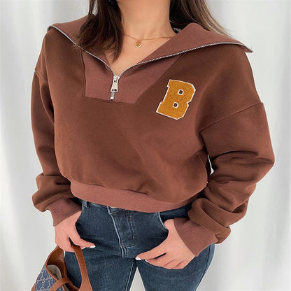 Womens Vintage Streetwear Brown Sweatshirt