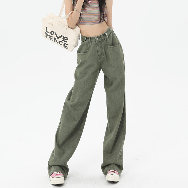 Womens Hip Hop High Street Wide Leg Denim Jeans