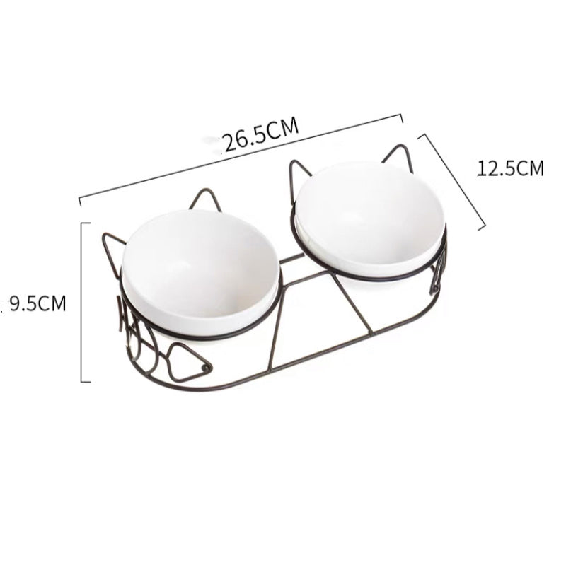 Cats Metal Platform Non Slip Ceramic Bowls