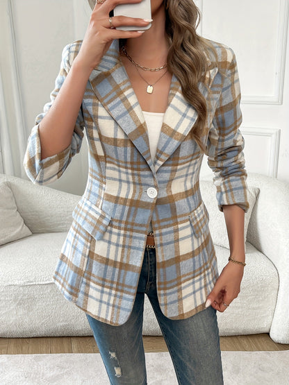 Womens Single Button Elegant Blazer Jackets