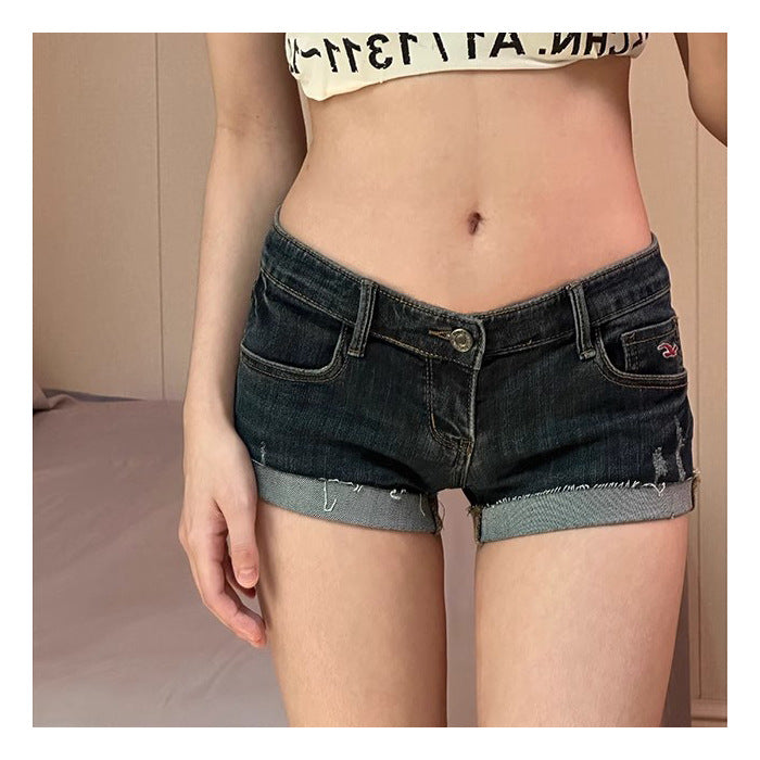 Womens Trendy Low Waist Denim Shorts