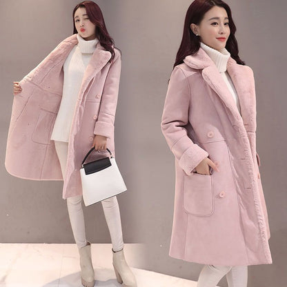 Faux Lamb Wool Simple Style Turn Down Collar Outwear Coats For Women
