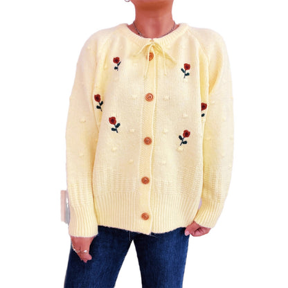 Women Chic Flower Embroidery Cardigans