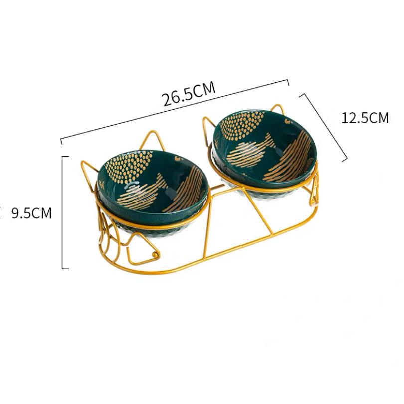 Cats Metal Platform Non Slip Ceramic Bowls
