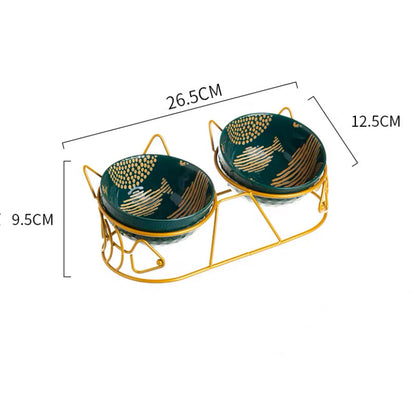 Cats Metal Platform Non Slip Ceramic Bowls