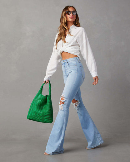 New Casual Ripped Women Blue Jeans Pants